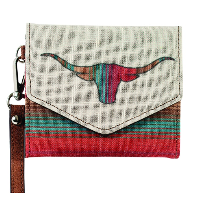 Justin Women's Canvas Mini Wallet with Striped Longhorn