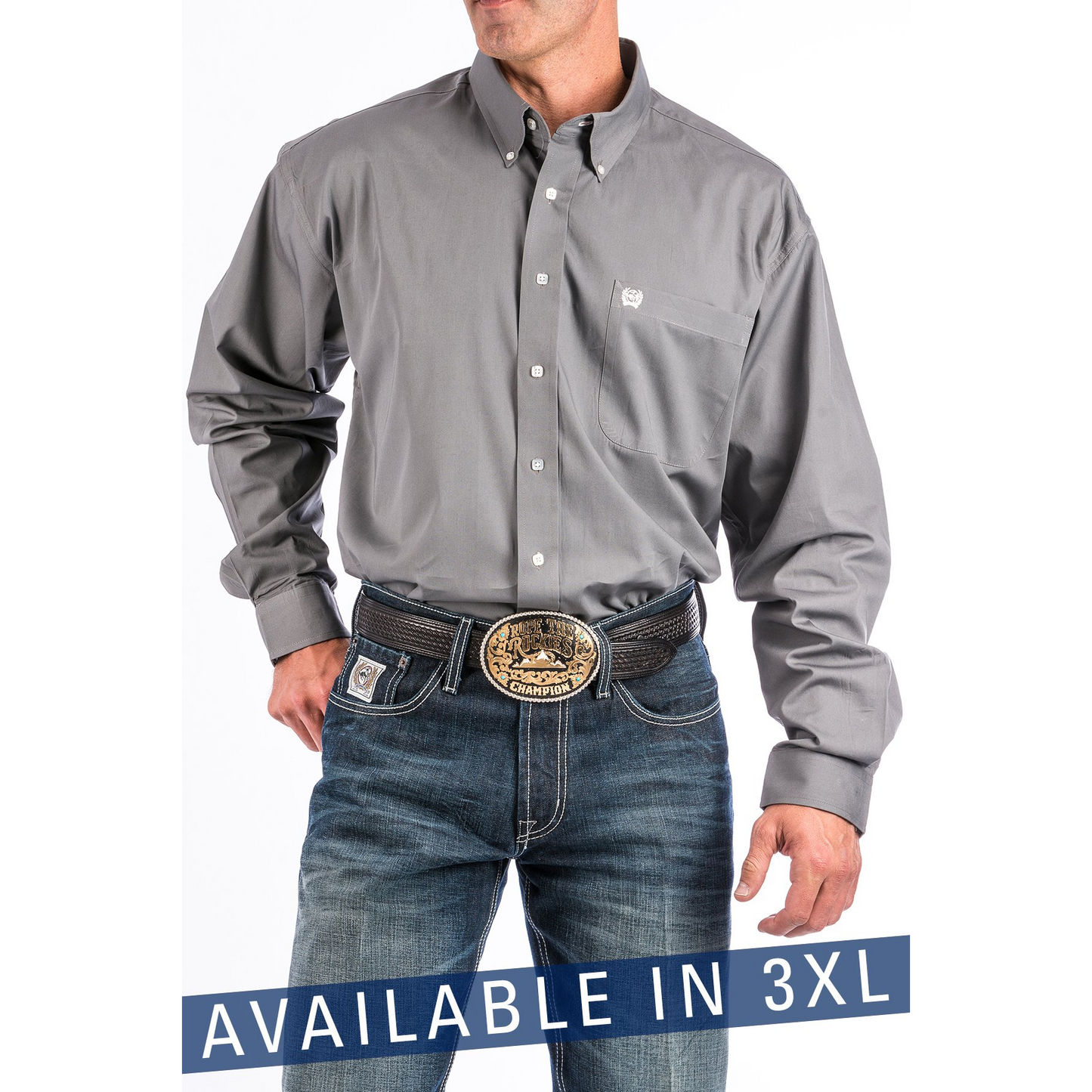 Cinch Men's Classic Fit Cotton Long Sleeve Shirt - Grey
