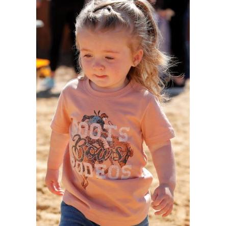 Cinch Girl's Short Sleeve Tee Shirt-Pink