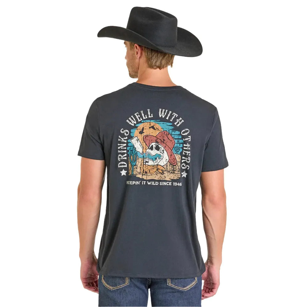 Rock & Roll Men's Short Sleeve Graphic Tee Shirt- Black