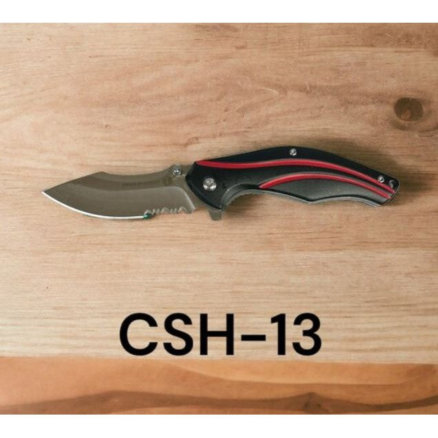 Circle SH Knife Black Body with Red Stripes