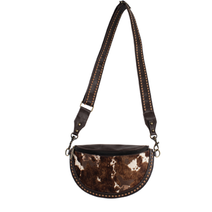 Justin Women's Distressed Hair On Sling Pouch - Brown