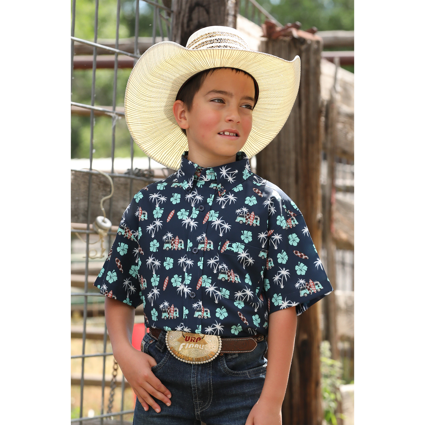 Cinch Boys Short Sleeve Arenaflex Shirt-Navy