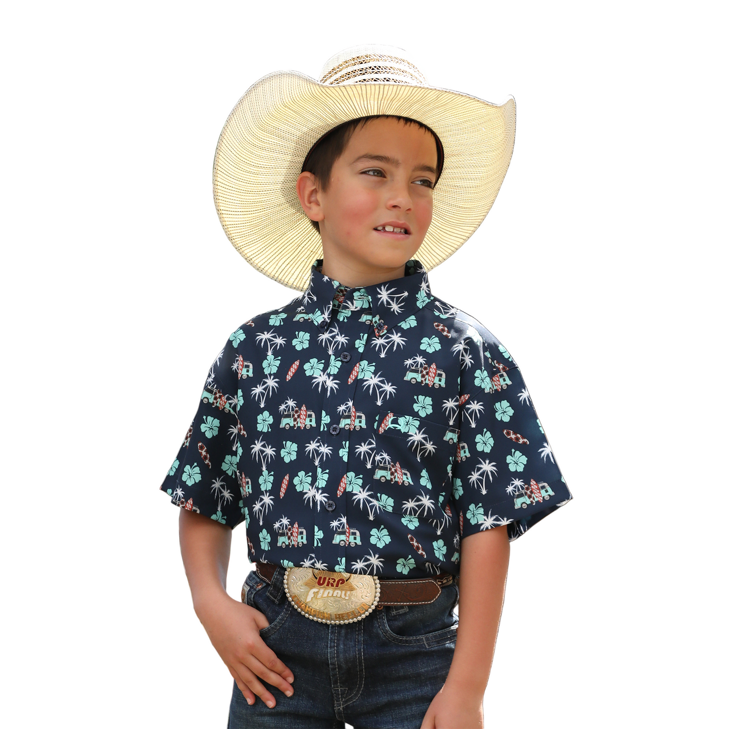 Cinch Boys Short Sleeve Arenaflex Shirt - Navy