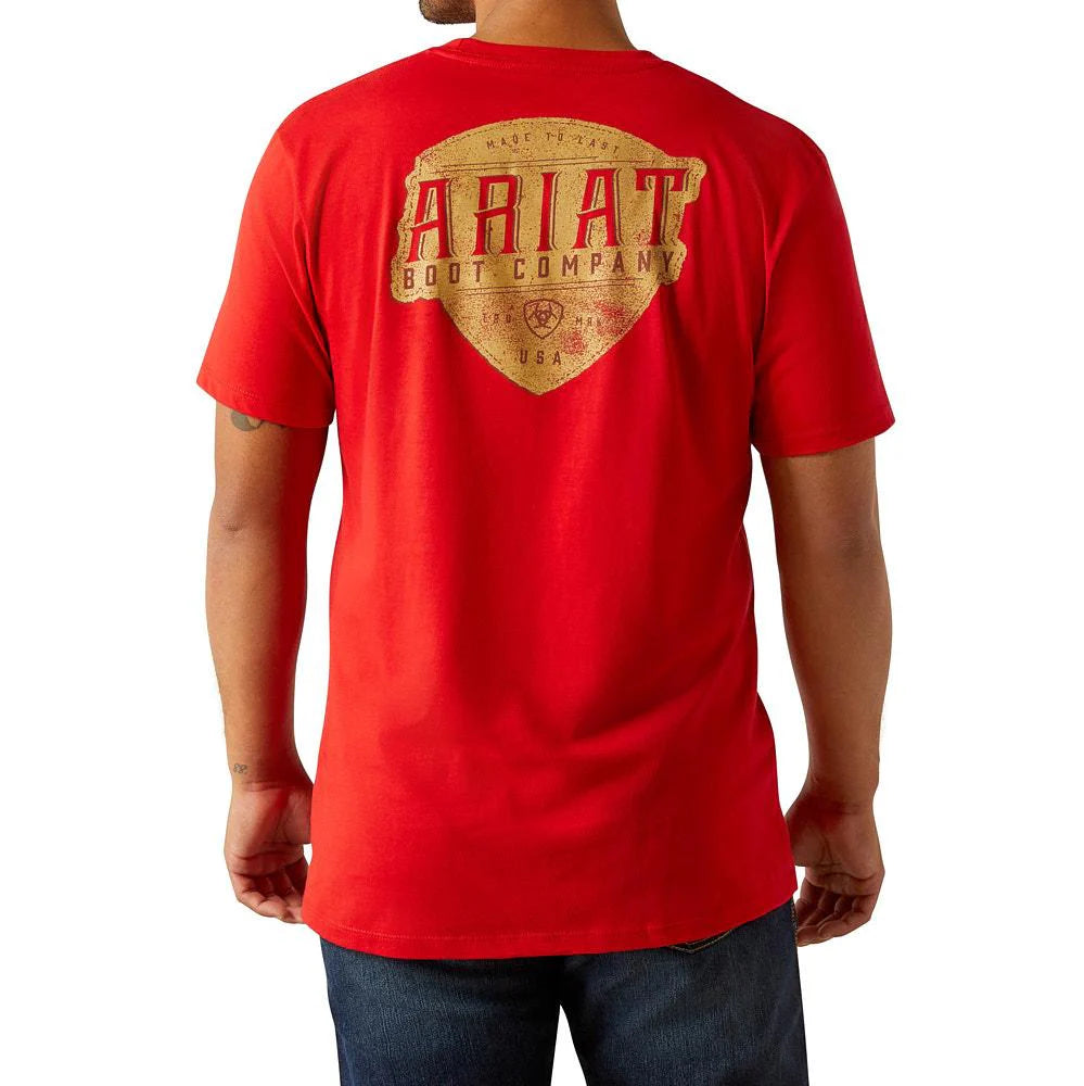 Ariat Men's Short Sleeve Leather Shield Graphic Tee Shirt- Red