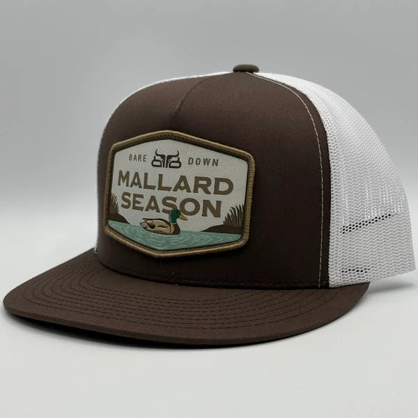 Baredown Mallard Season Flat Cap- Brown/White