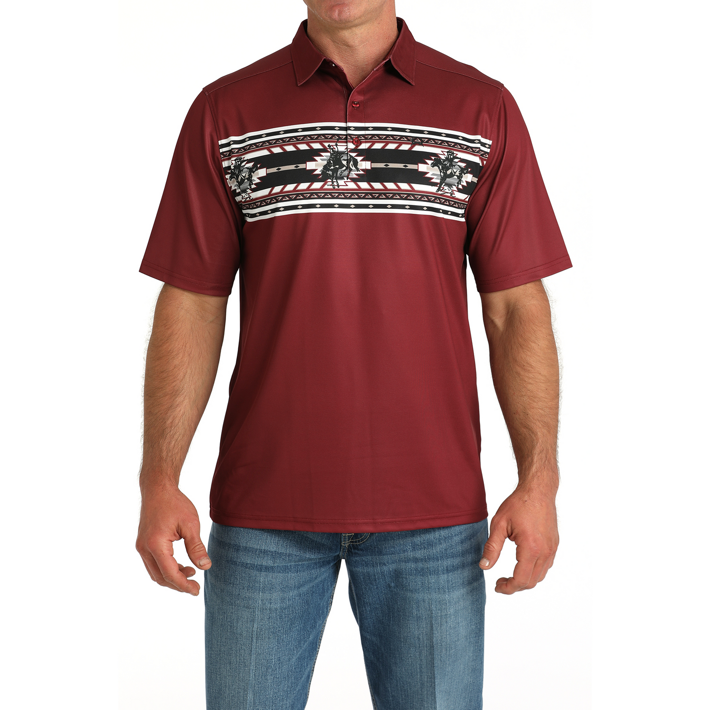 Cinch Men's Short Sleeve Arena Flex Polo- Burgundy