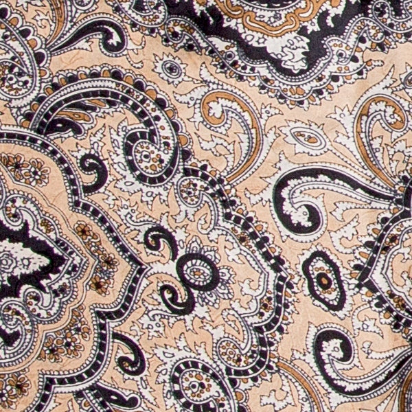 Wyoming Traders Paisley Silk Scarf- Tan/Black