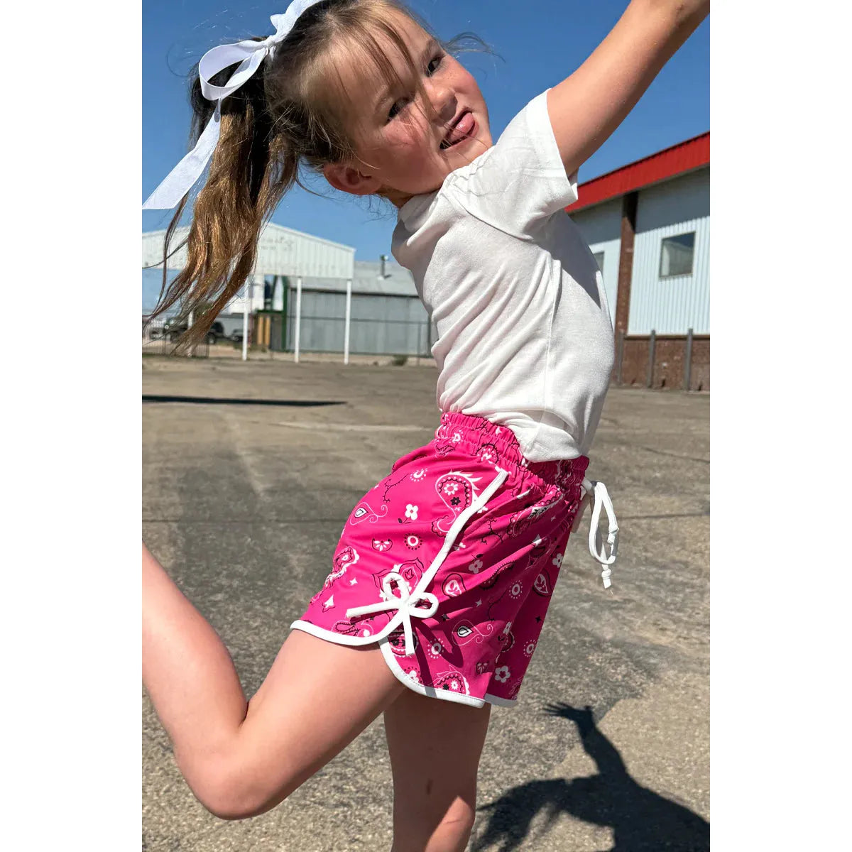 Sterling Kreek Girl's Bandana Babe Shorts- Hot Pink