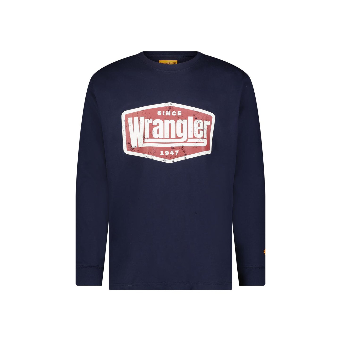 Wrangler Men's FR Flame Resistant Graphic Long Sleeve Tee Shirt- Navy