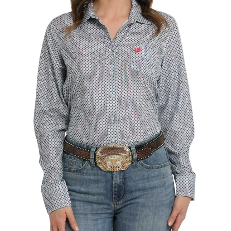 Cinch Women's Long Sleeve Print Shirt - Grey