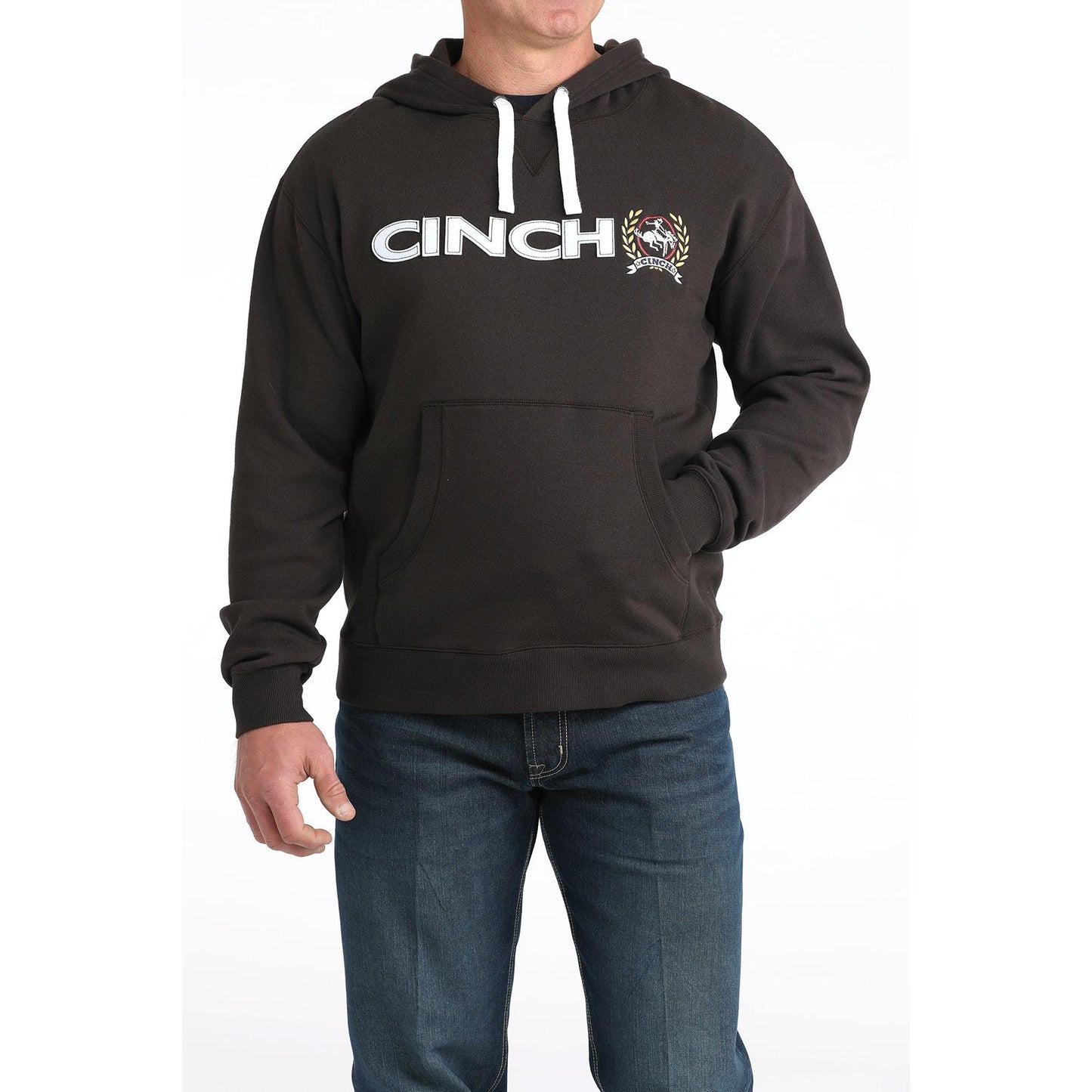 Cinch Men's Long Sleeve Pullover Hoodie- Brown