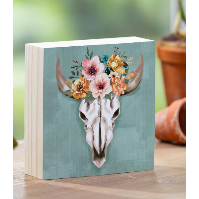 Evergreen Petal & Plow Southwest Puebo Wood Block Sign -6x6