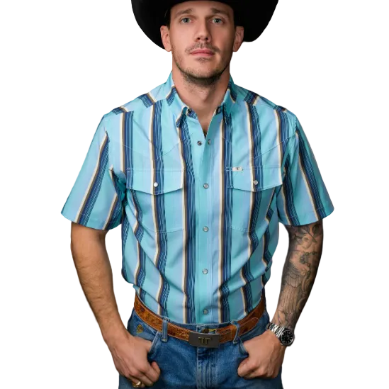 Ferrell Brand Men's The Tristan Short Sleeve Shirt- Blue - Irvine Tack & Western Wear