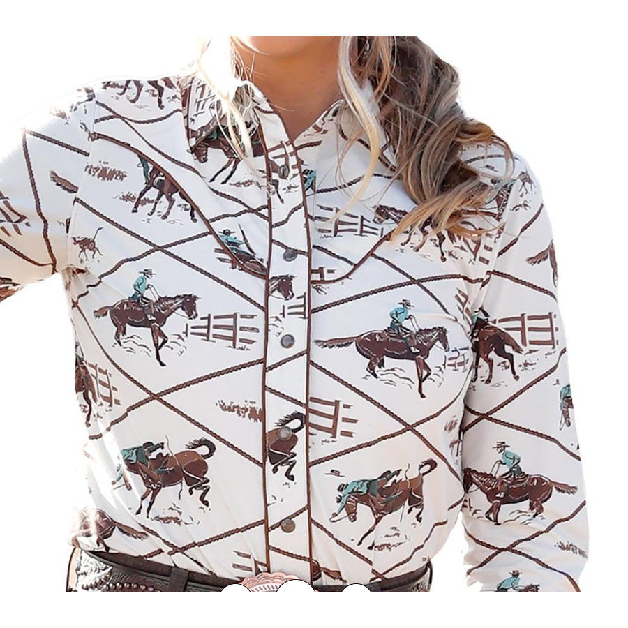 Cinch Women's Long Sleeve Western Shirt- Cream - Irvine Tack & Western Wear