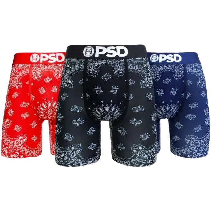 PSD Men's Underwear Dark Bandana Boxer Brief - 3 pack