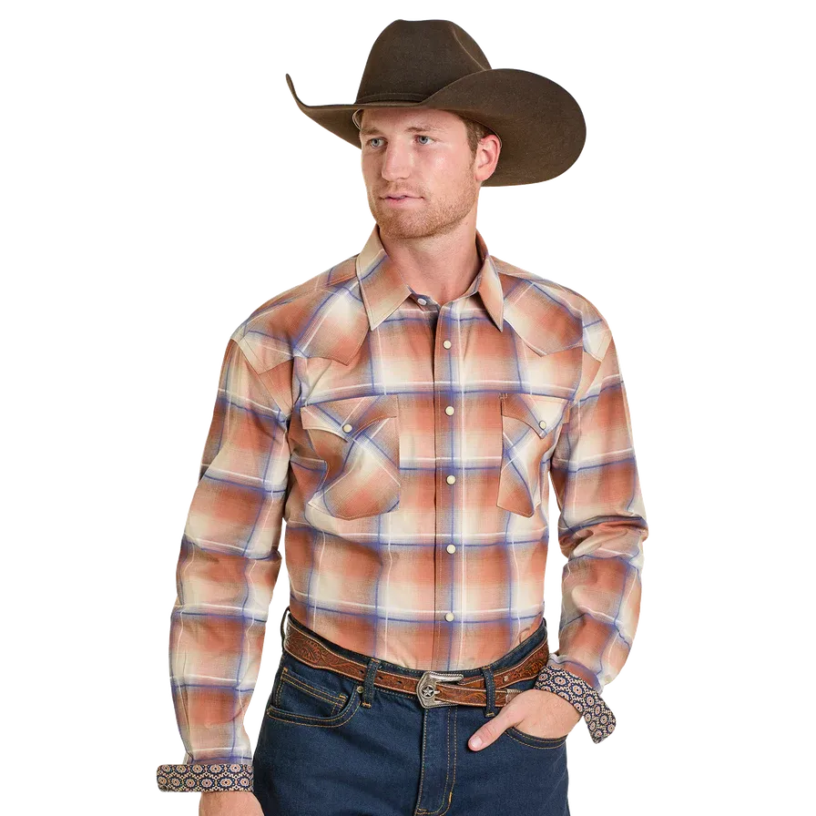 Rock & Roll Men's Long Sleeve Snap Shirt- Multi