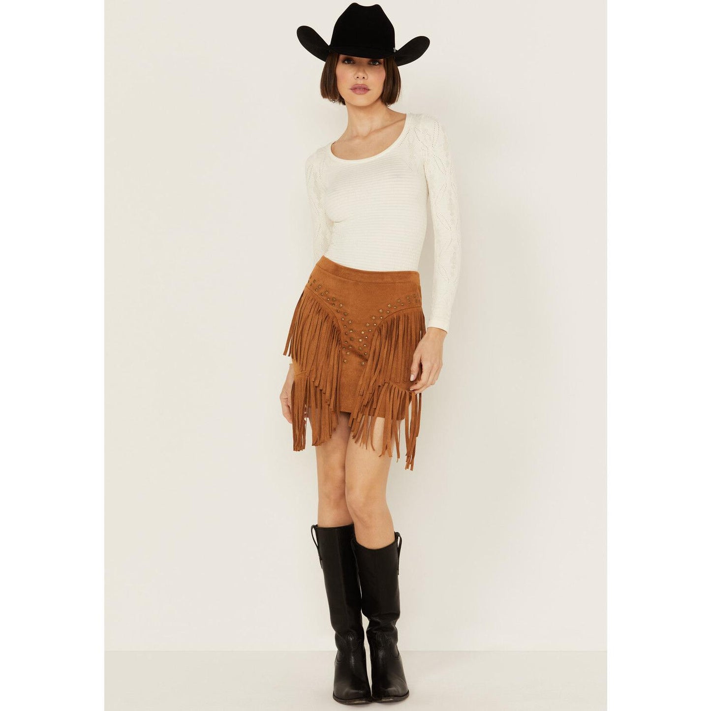 Vocal Apparel Stud Embellished Layered Fringe Side Detail Mini Skirt- Multiple Colours