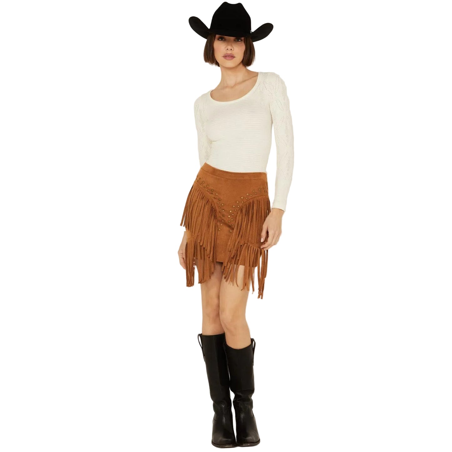 Vocal Apparel Stud Embellished Layered Fringe Side Detail Mini Skirt - Multiple Colours