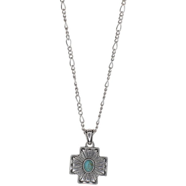 Justin Cross Concho with Figaro Chain and Faux Turquioise Stone