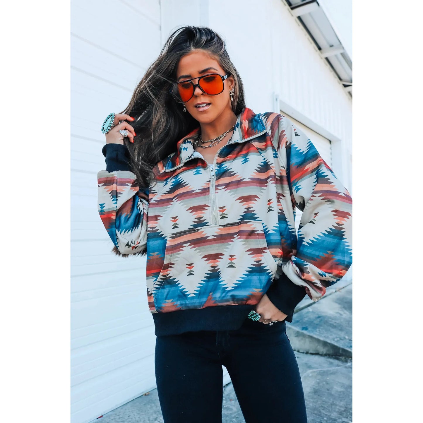 Front Porch Women's Long Sleeve Aztec Pullover