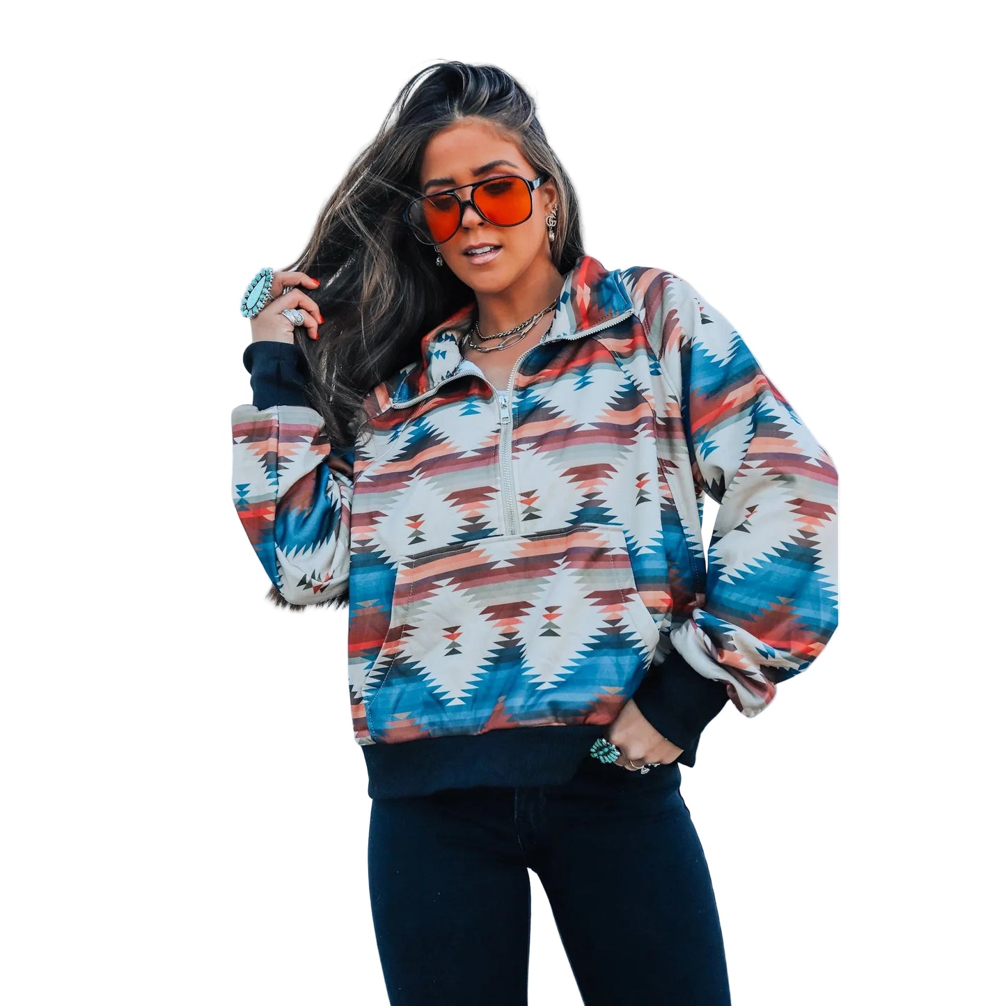 Front Porch Women's Long Sleeve Aztec Pullover
