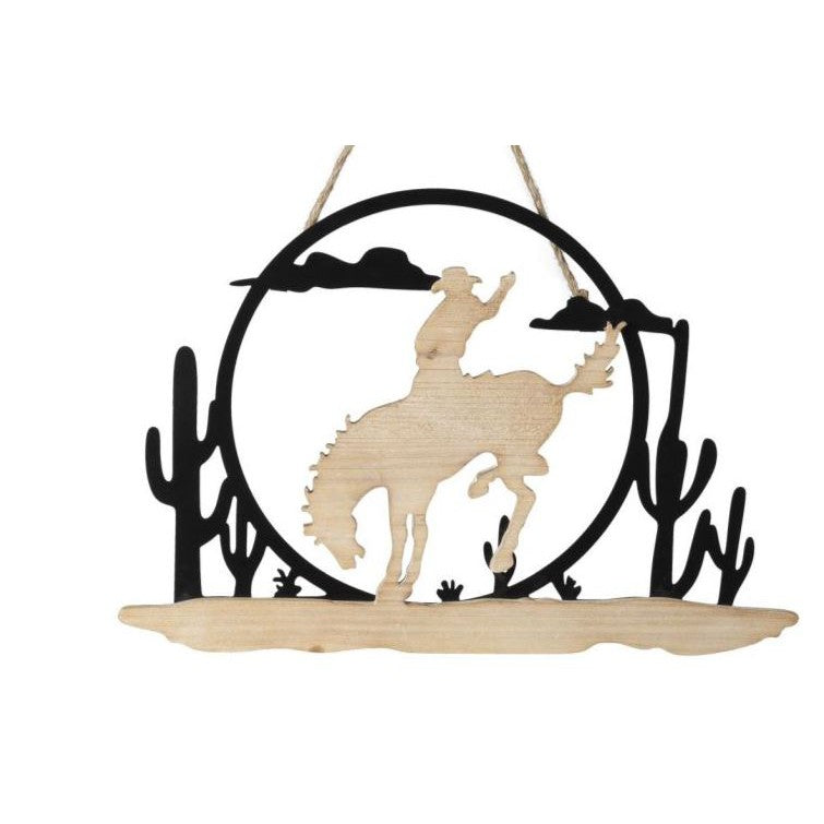 Tough 1 Bronc Rider with Cactus Wall Decor