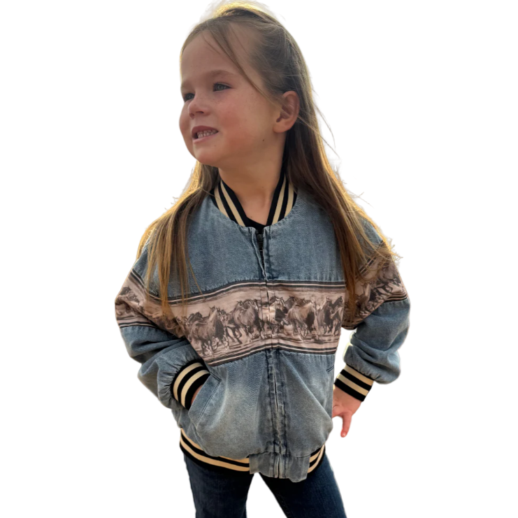 Sterling Kreek Girl's Long Sleeve Bermuda Rush Bomber Jacket - Blue