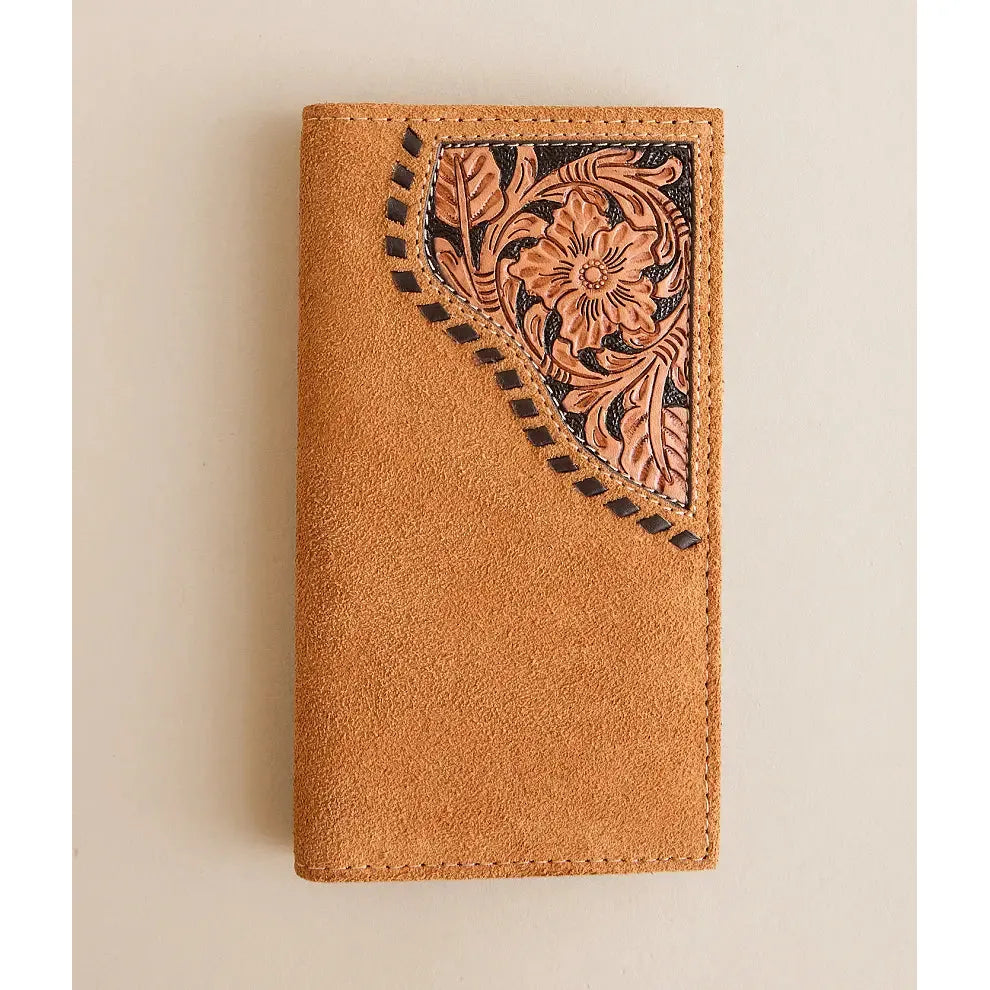 Ariat Men's Rodeo Style Roughout Floral Overlay Wallet- Tan - Irvine Tack & Western Wear