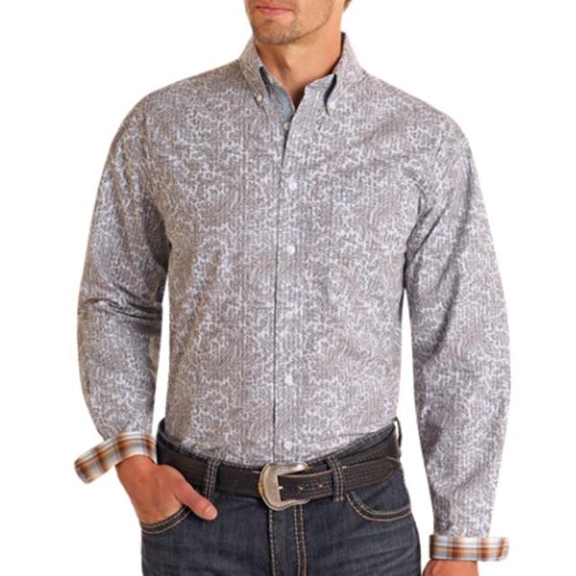 Panhandle Men's Long Sleeve Slim Shirt- Blue