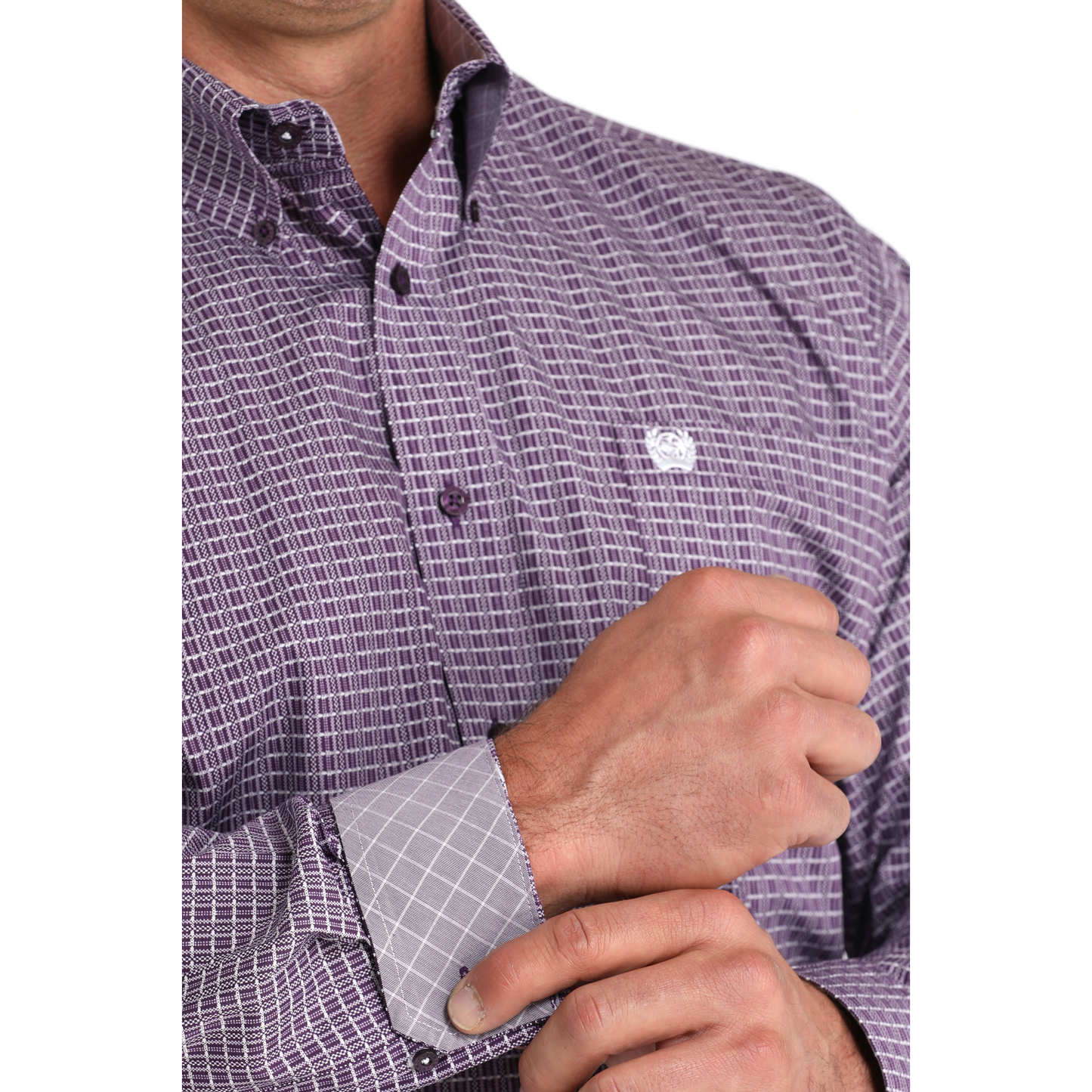 Cinch Men's Long Sleeve Print Shirt- Purple