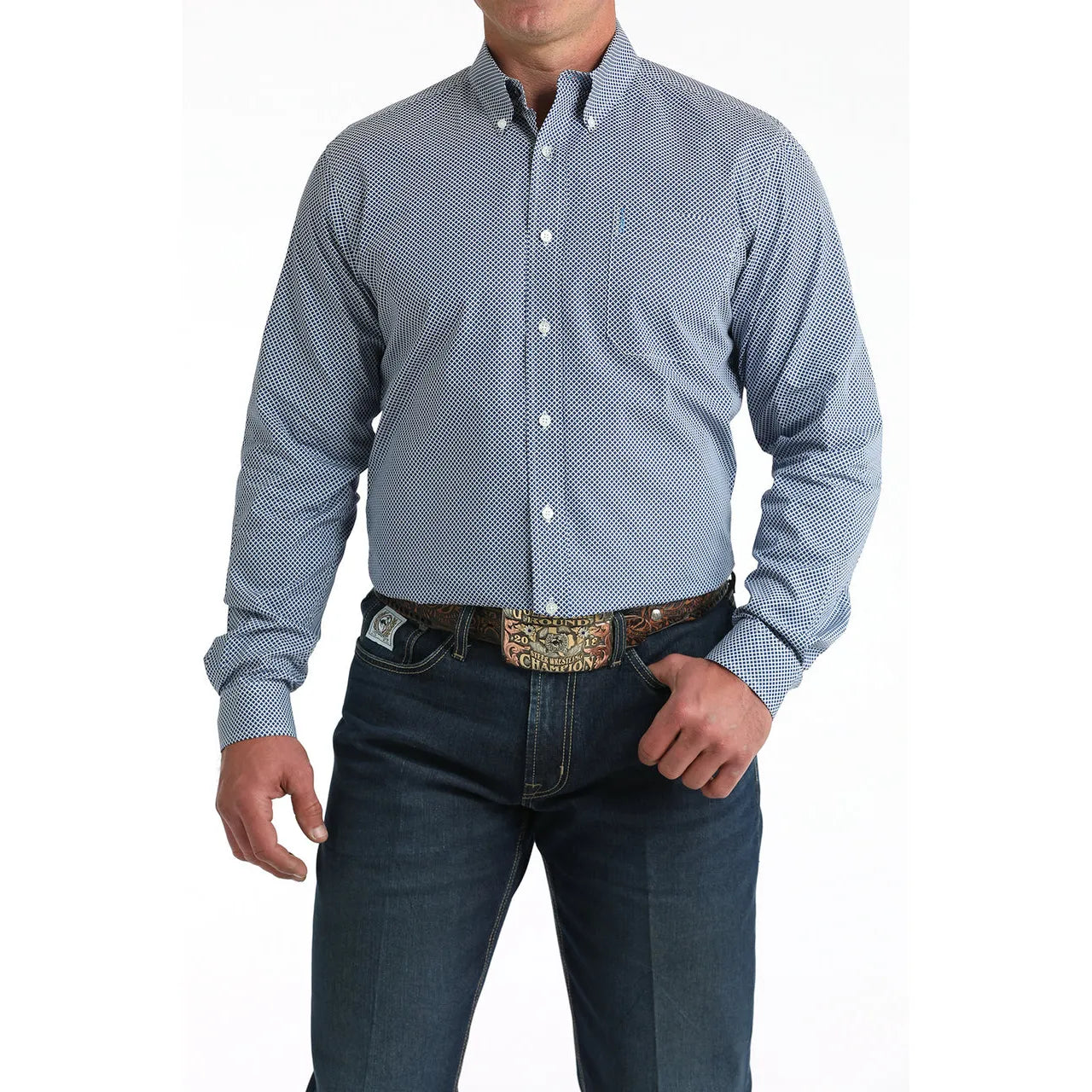 Cinch Mens Long Sleeve Western Modern Fit Shirt- Royal Blue