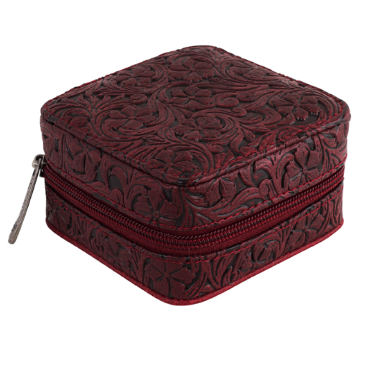 Justin Women's Jewelry Box with Floral Tooling- Ruby