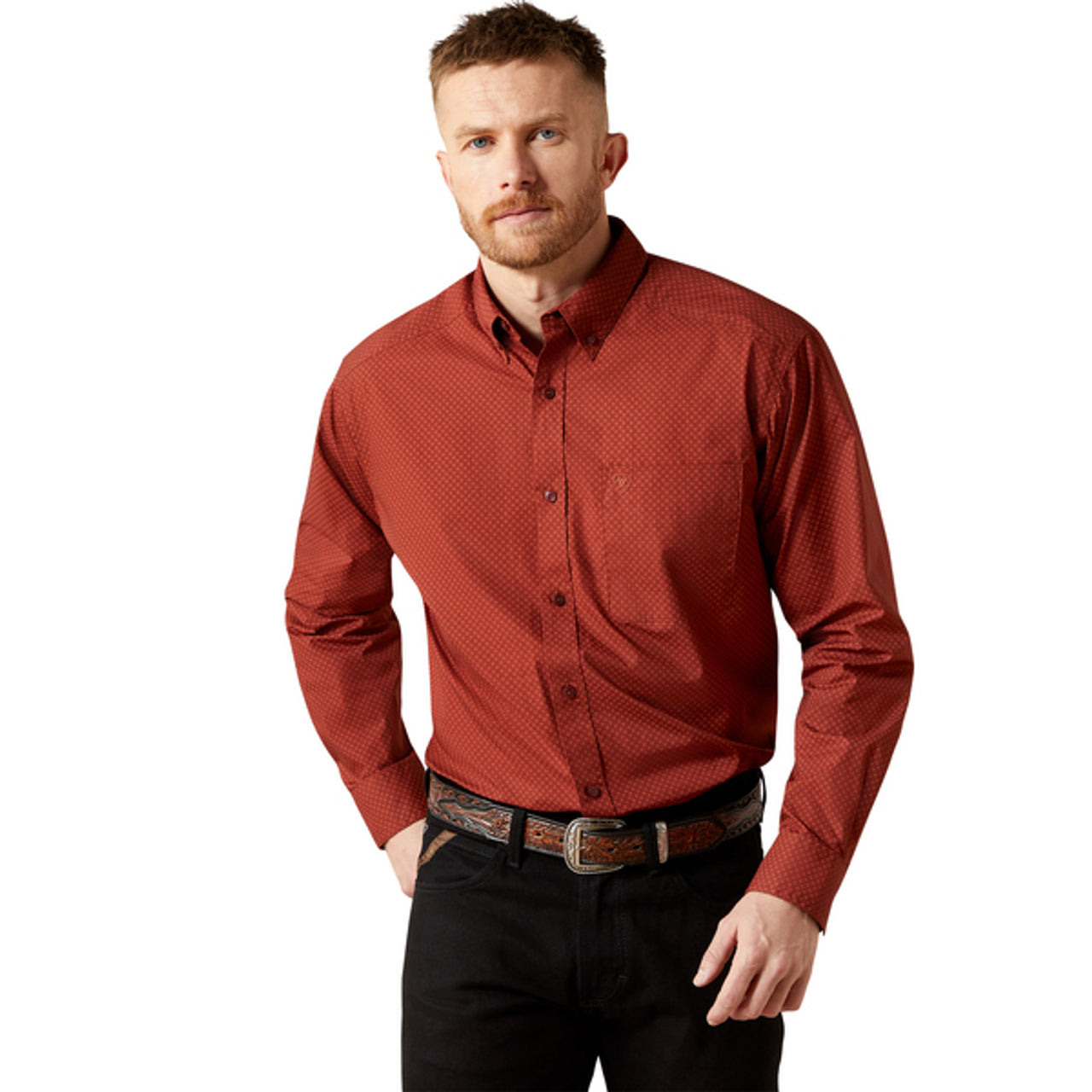 Ariat Men's Wren Long Sleeve Shirt- Dark Red