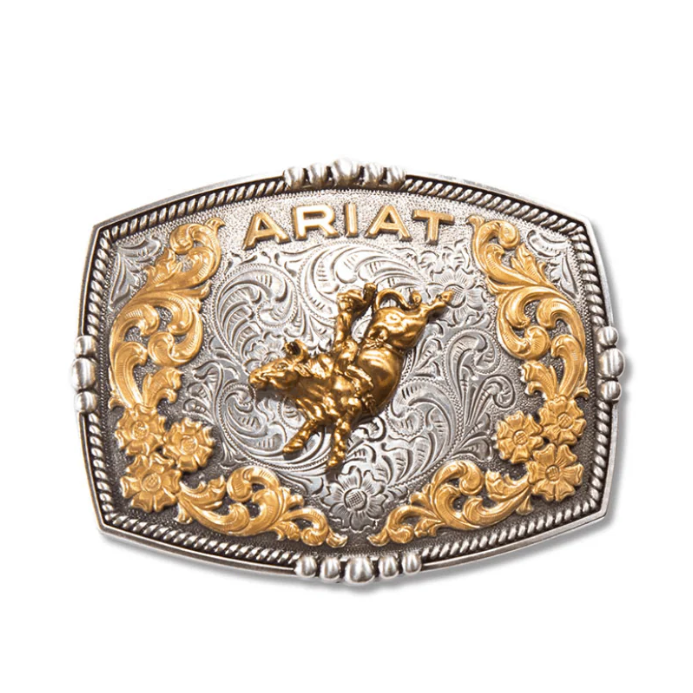 Ariat Rectangle Bull Rider Buckle- Multi Finish - Irvine Tack & Western Wear