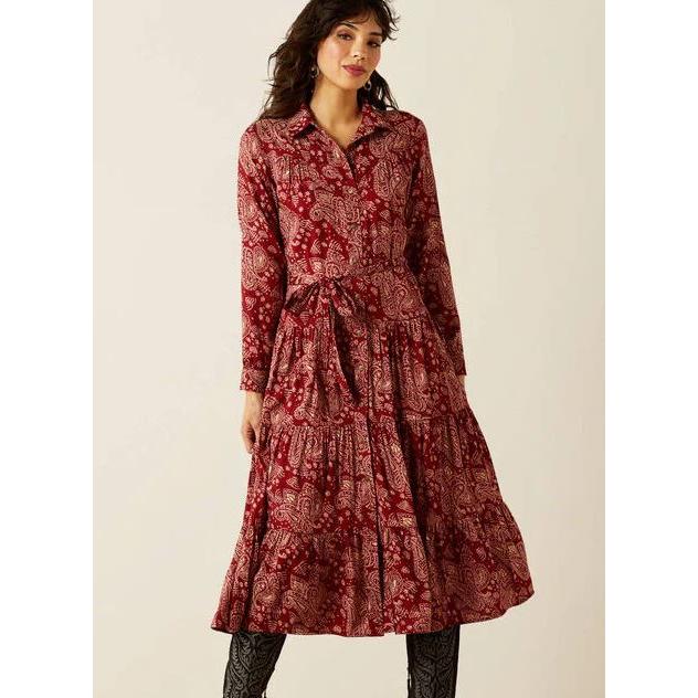 Ariat Women's Antique Paisley Sahara Dress- Red