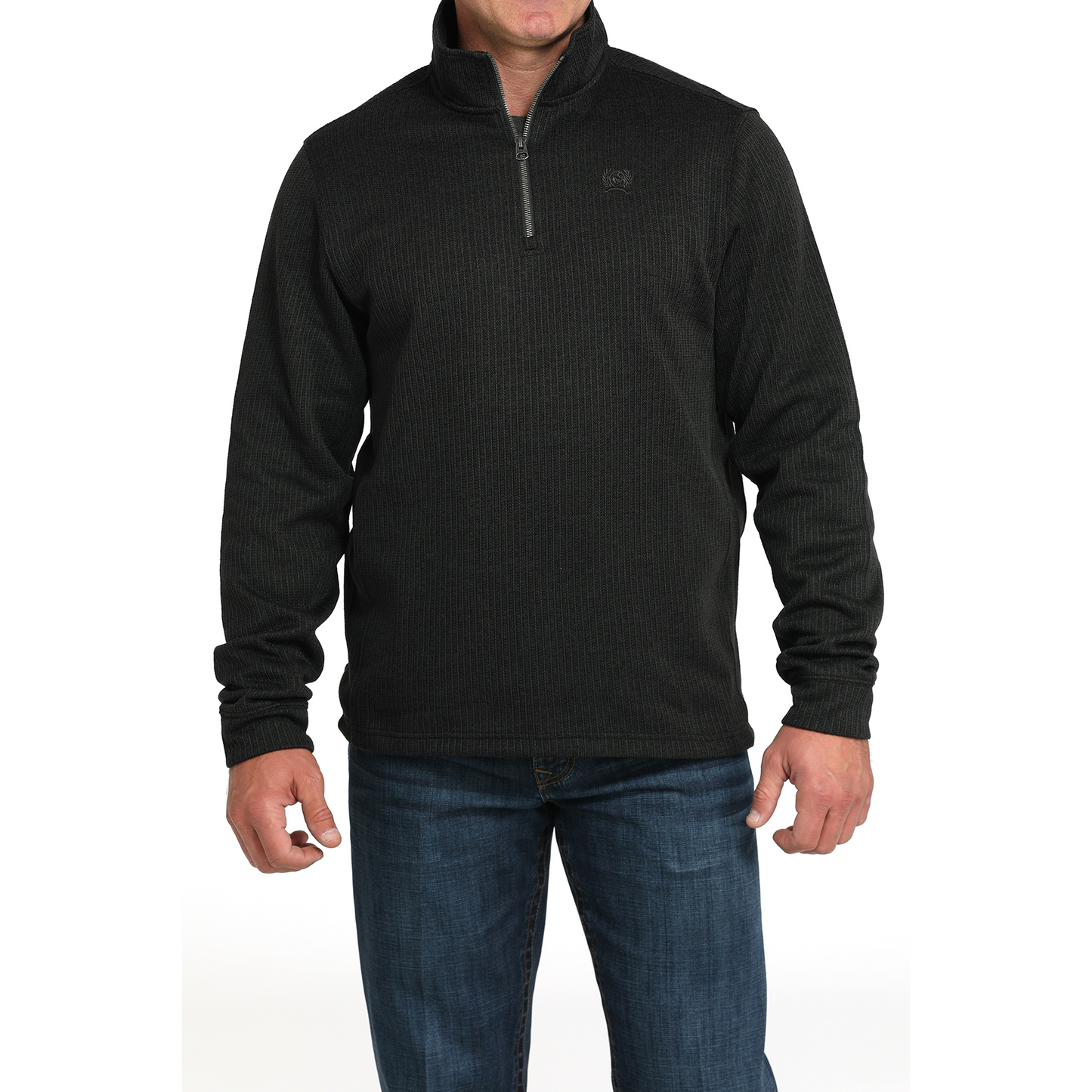Cinch Men's Long Sleeve 1/4 Zip Pullover- Black