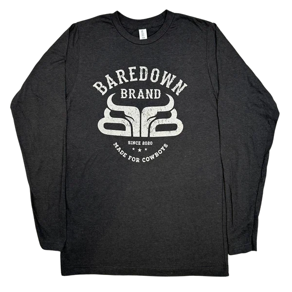 Baredown Unisex Long Sleeve Backbone Tee Shirt- Dark Grey