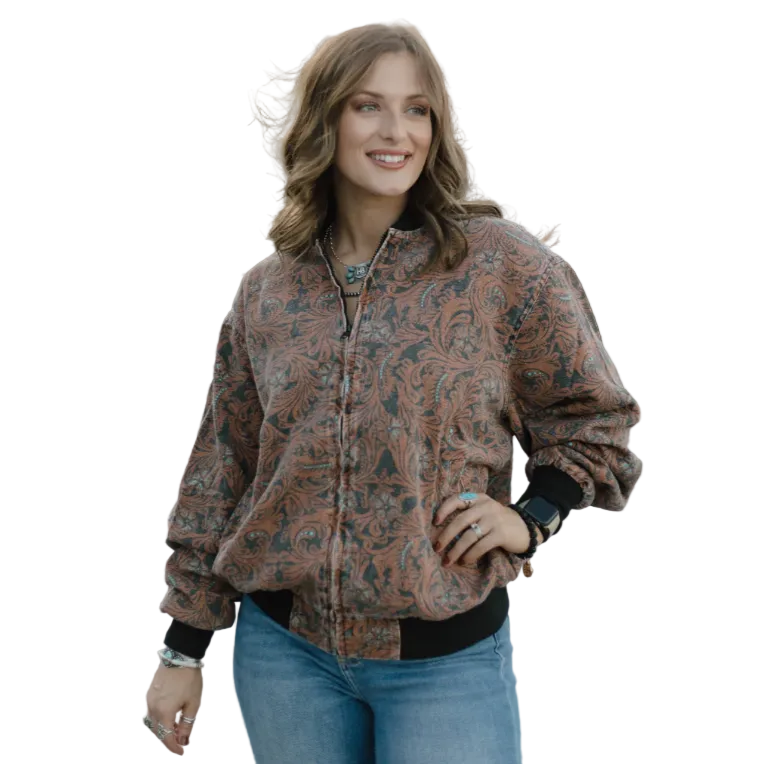 Sterling Kreek Women's Long Sleeve Keep it Western Bomber Jacket - Brown