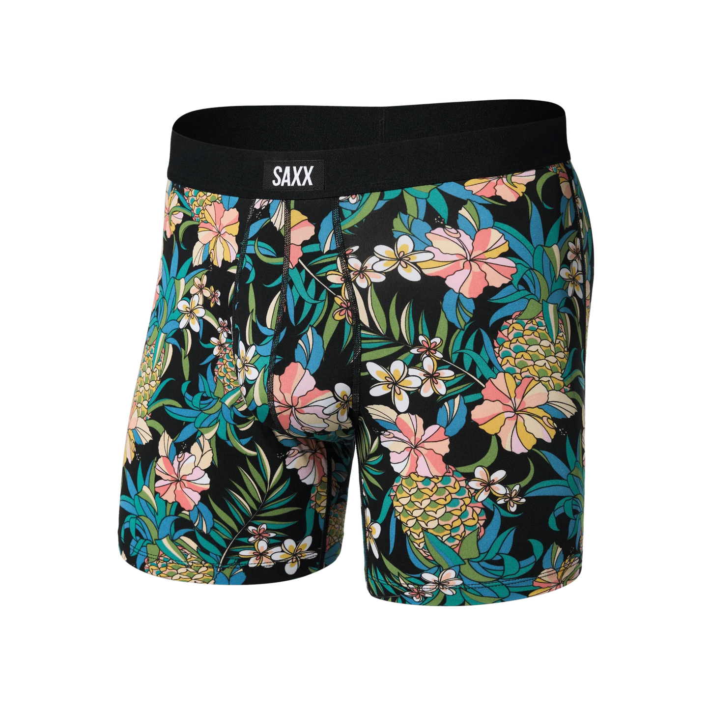 Saxx Daytripper Comfort Stretch Boxer Briefs - Pineapple Field Black