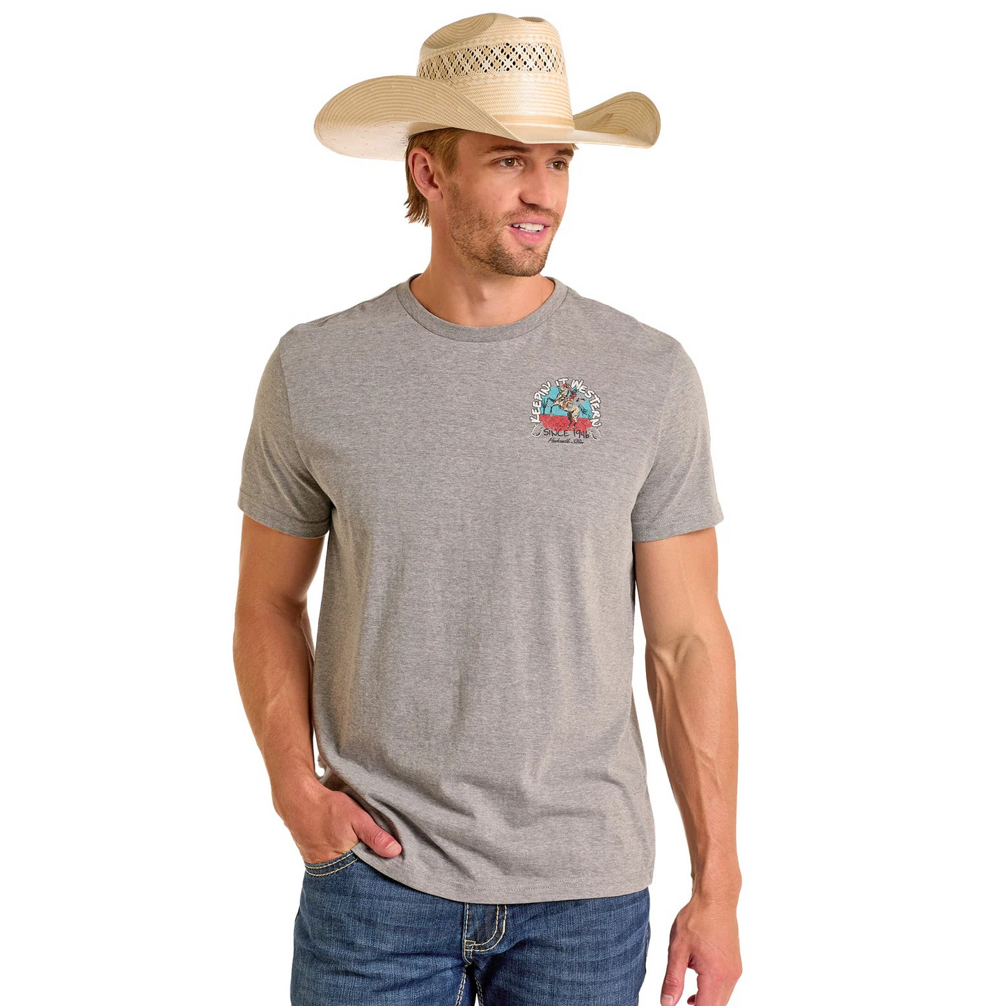 Panhandle Men's Short Graphic Tee Shirt - Grey
