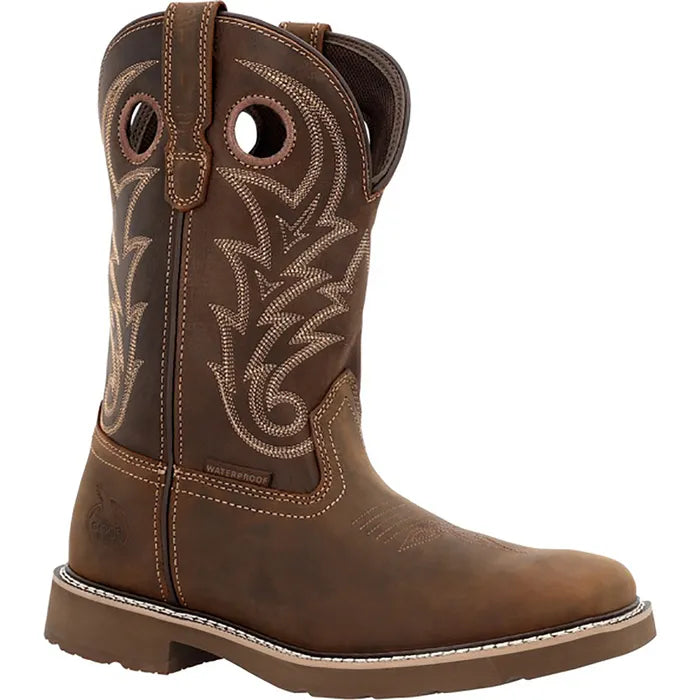 Georgia Men's Core 37 Western 11" Pull On Work Boot - Brown - Irvine Tack & Western Wear
