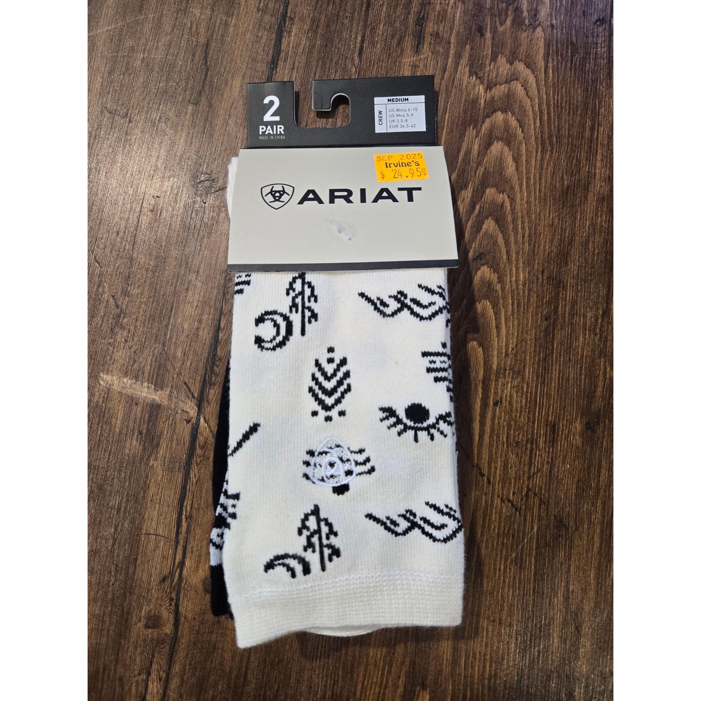 Ariat 2 Pair Pack Socks - White/Black