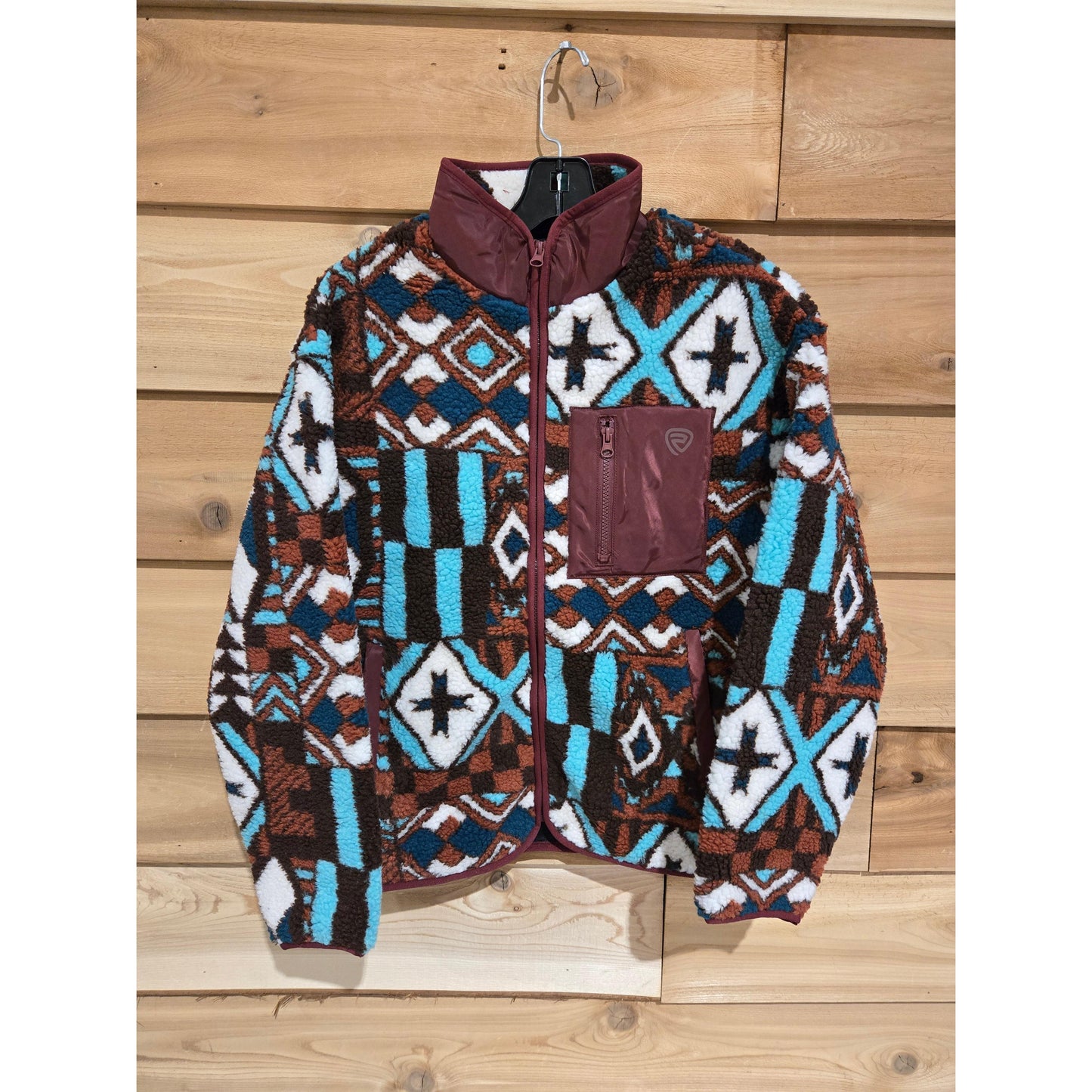 Rock & Roll Women's Geo Print Sherpa Jacket - Wine