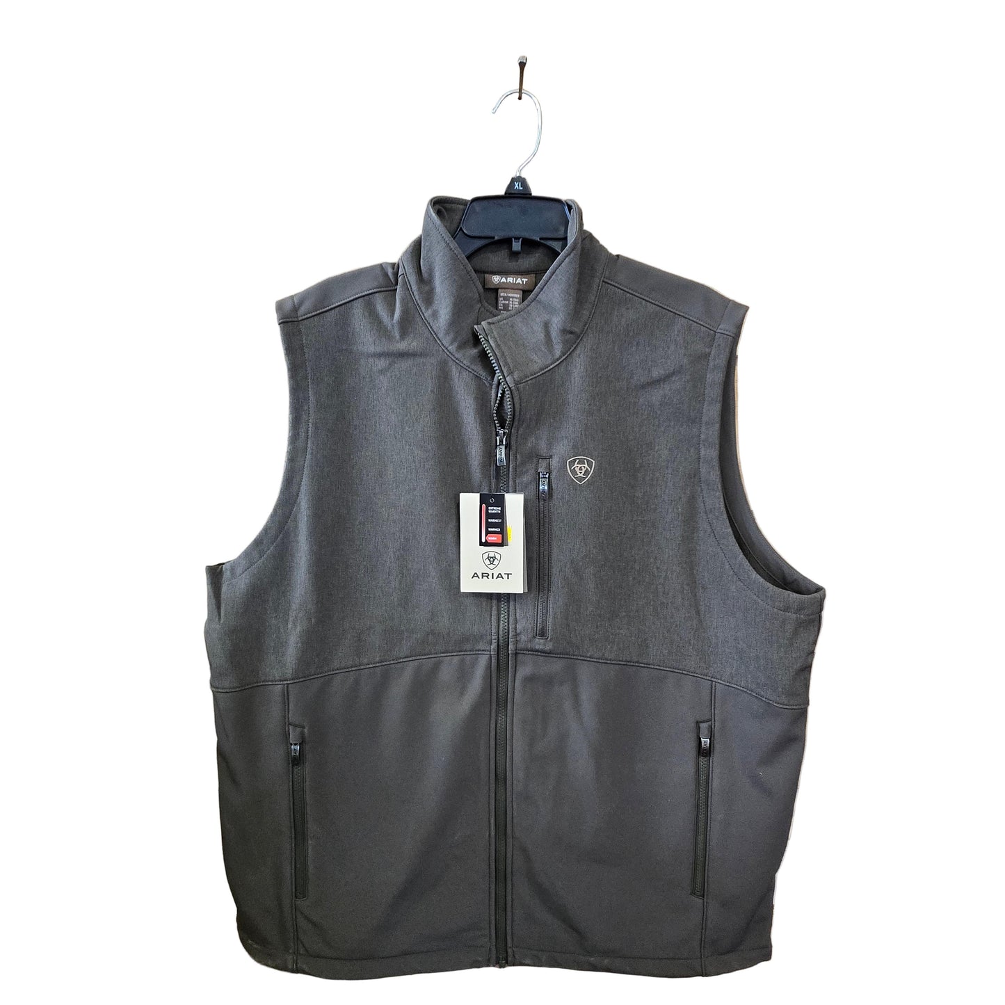 Ariat Men's Logo Softshell Vest- Dark Green/Green Heather