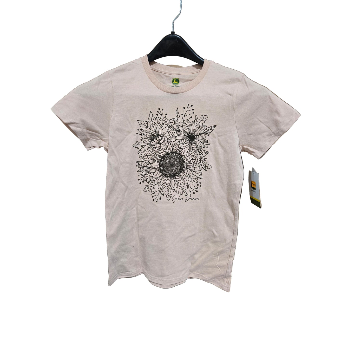 John Deere Women's Sunflower Short Sleeve Tee Shirt - Dusty Rose