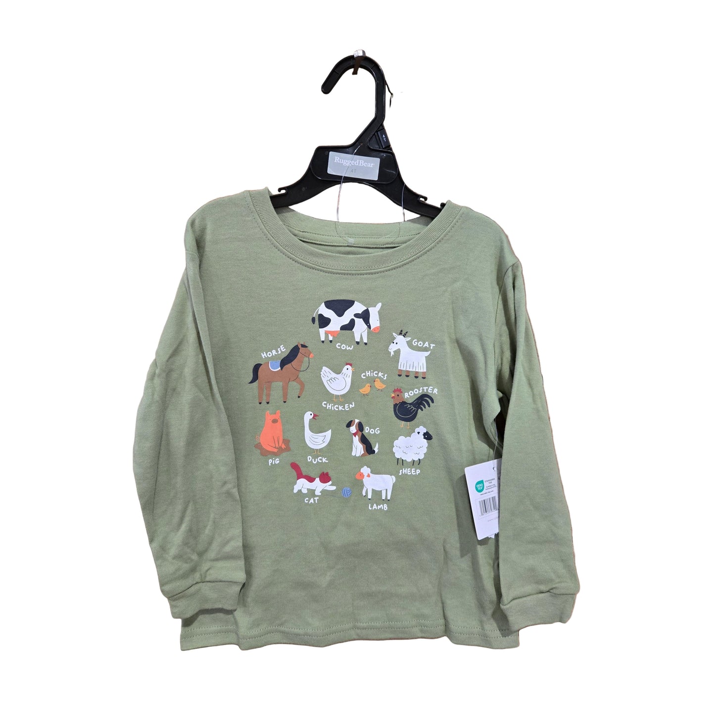 Rugged Bear Long Sleeve Farm Animals- Green