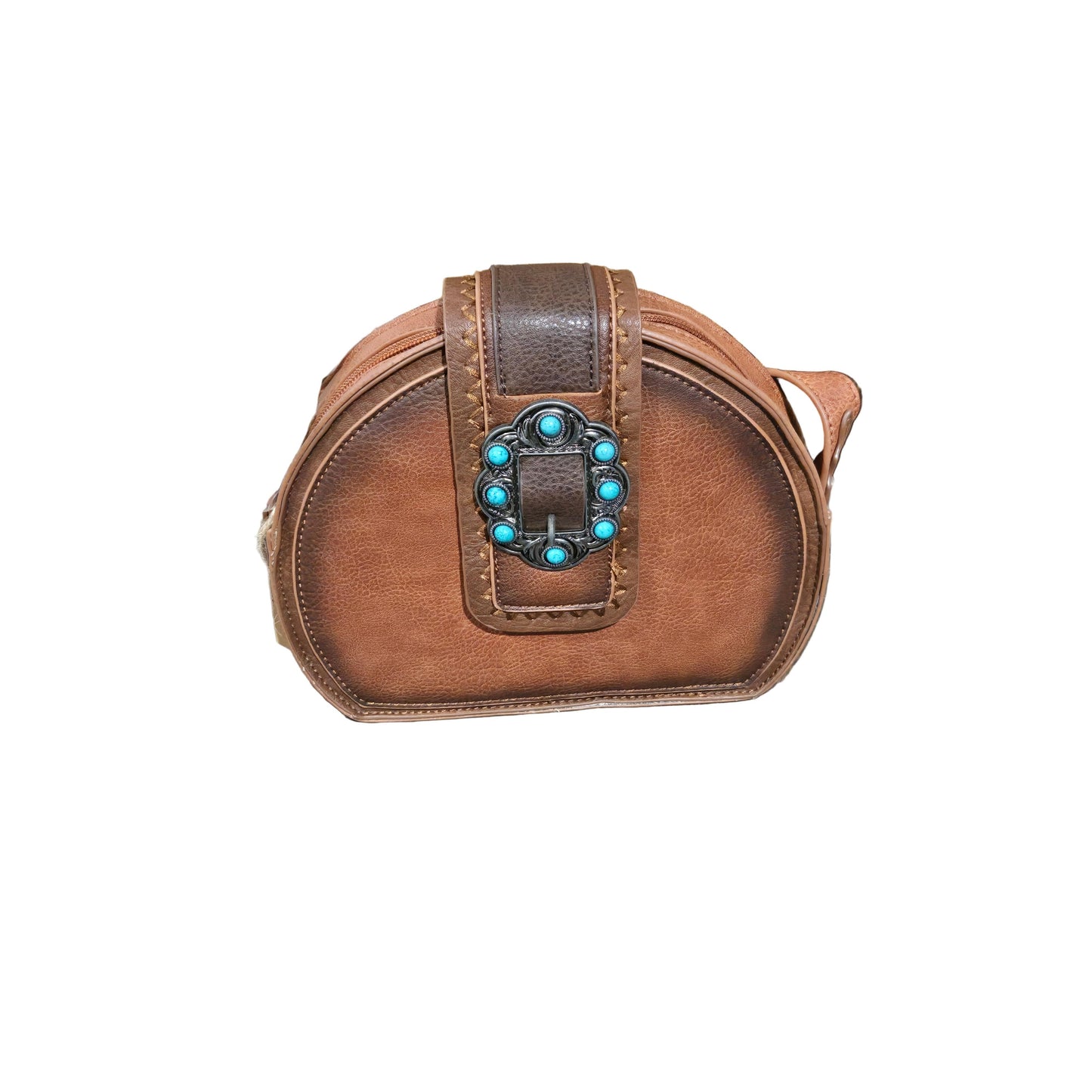 Catchfly Women's Canteen Bag with Turquoise Buckle - Tan