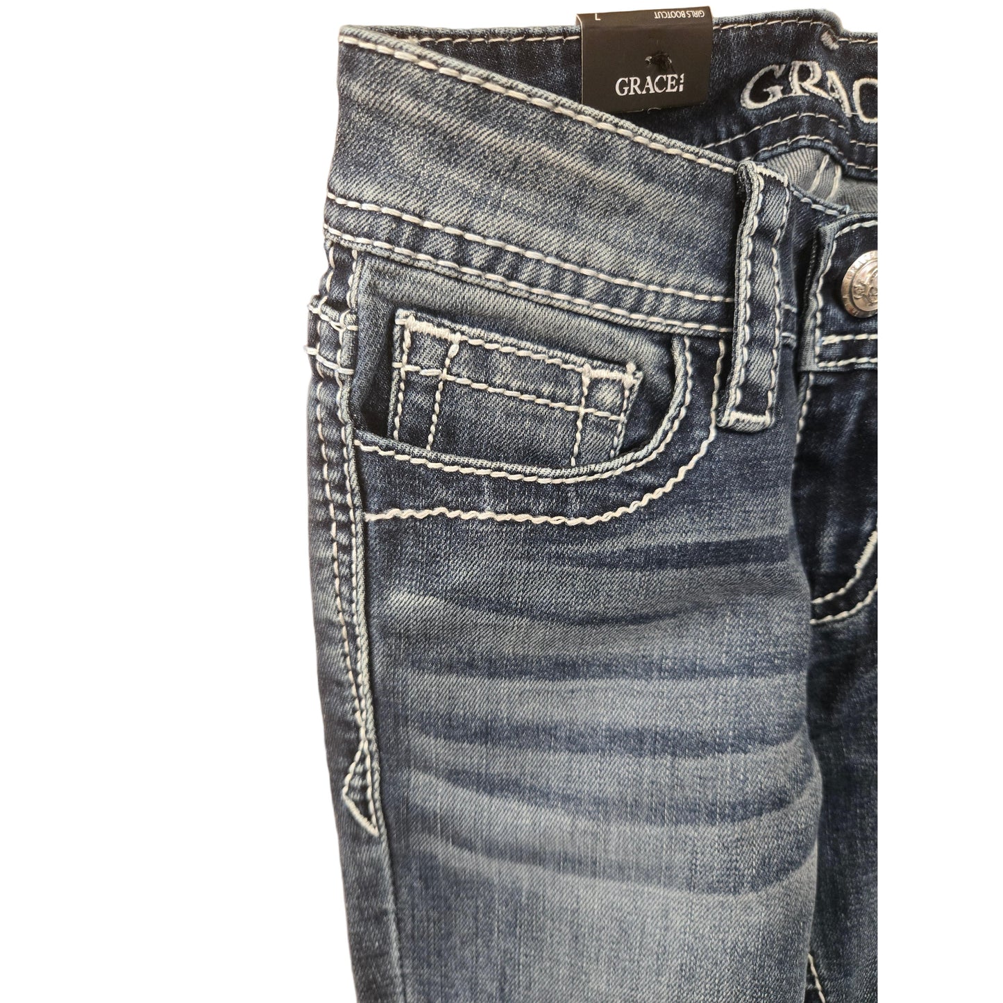 Grace in LA Girl's Horseshoe Jeans - Blue