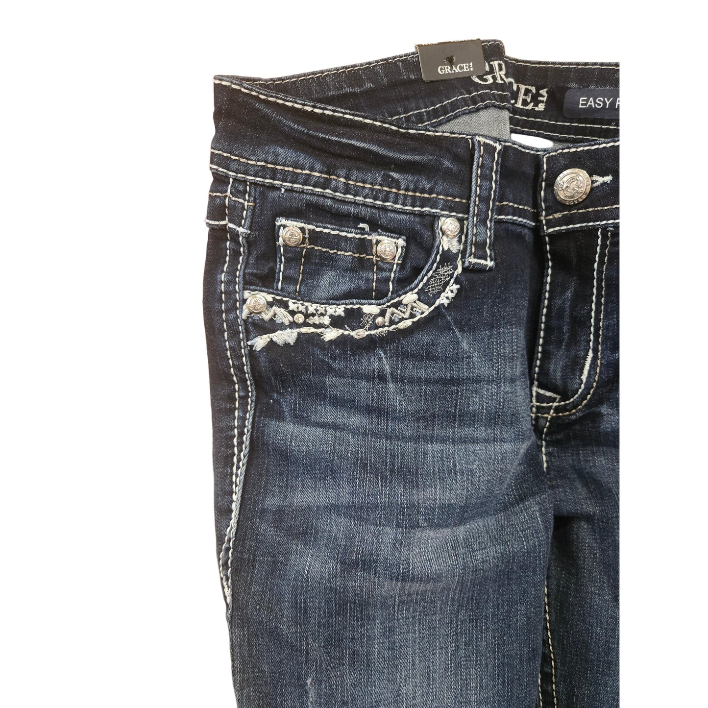 Grace in LA Women's Border Bootcut Jeans - Blue